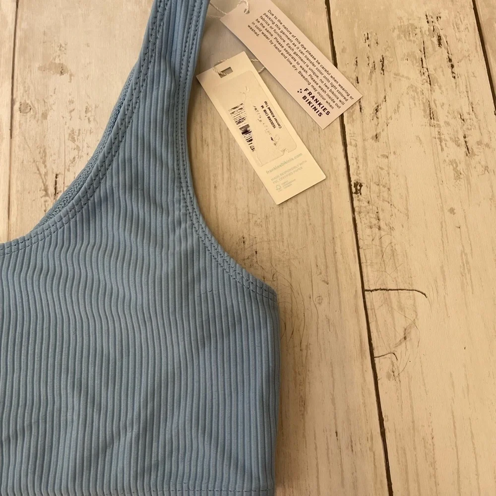 Frankies Bikinis women Connor Ribbed M Bikini Top sky blue full coverage sliming